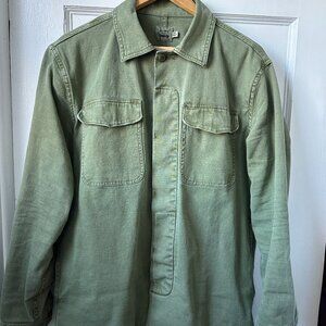Flint and Tinder / Huckberry Military Shirt Jacket in Light Olive size Medium